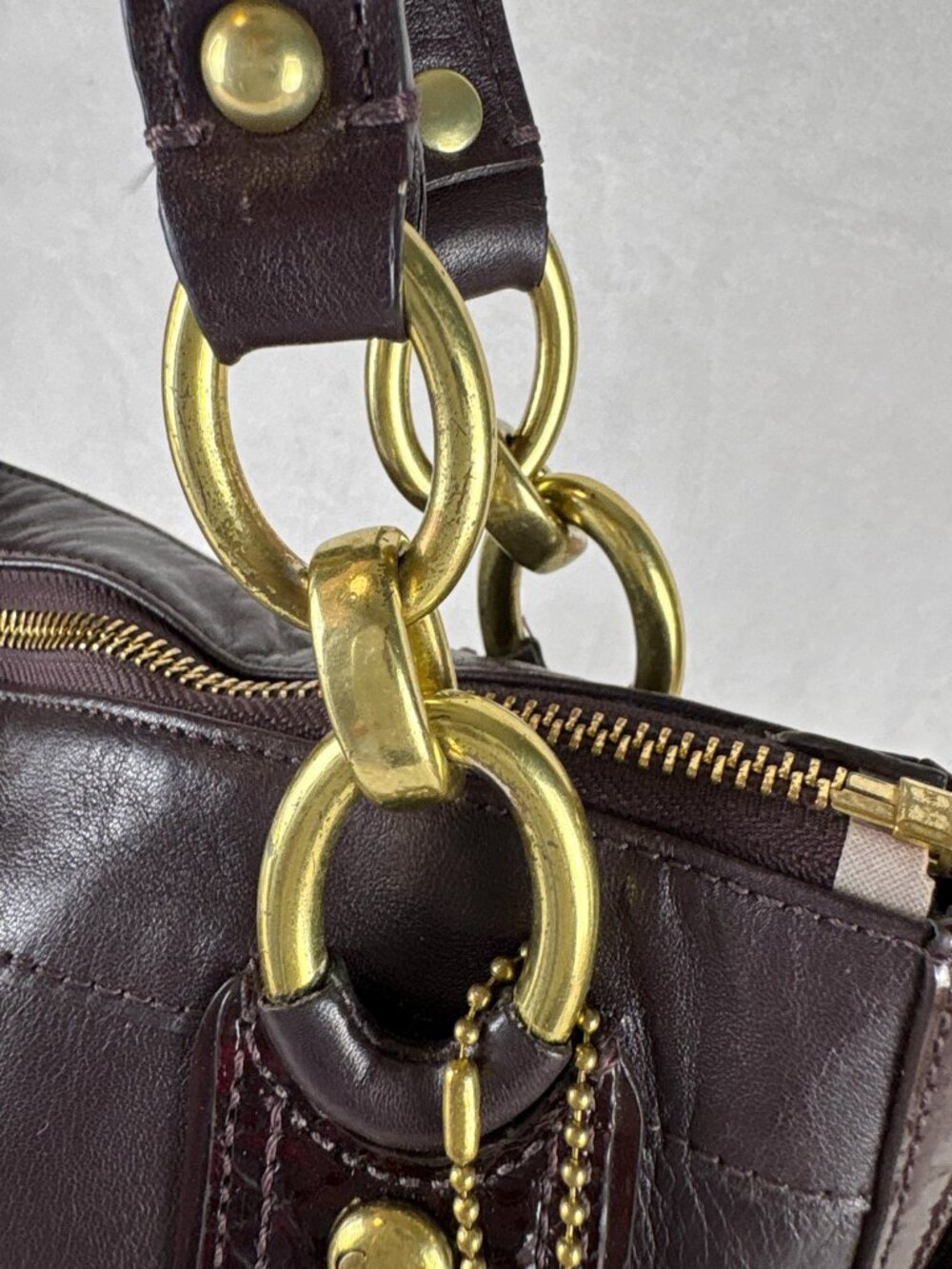 Coach Kristin Spectator Zip Tote in Eggplant/Ostrich Embossed and Patent Leather - Picture 16 of 16